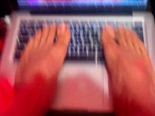 Foot Fetish - Laptop Trampling – Sexy Twink’s Barefeet Rubbing On Keyboard And Screen - Beautiful